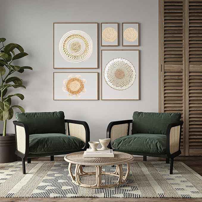LTAXAF 9pcs Boho Wall Basket Decor-Basket Wall Decor, Decorative Plates for Wall Hanging For Living Room, Entryway, Bedroom–Natural Wall Decor
