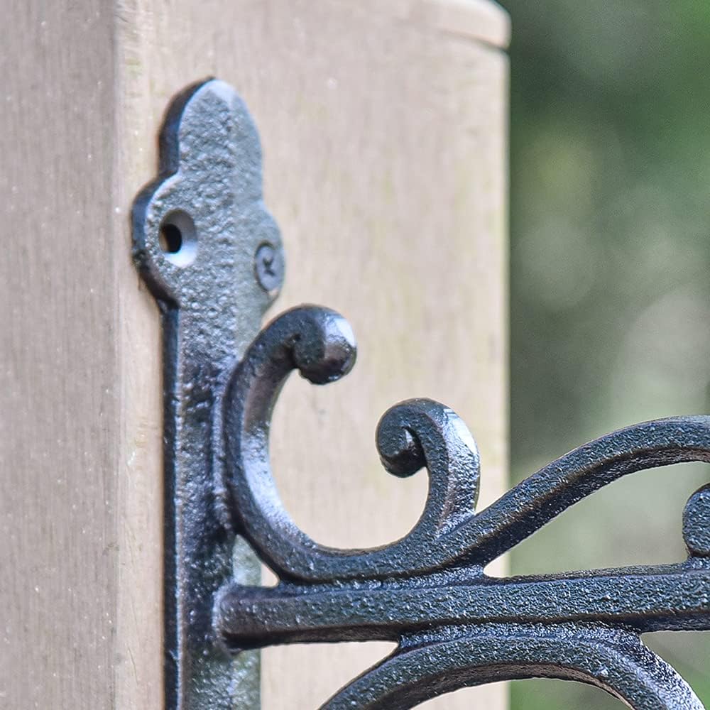 Sungmor Cast Iron Wall Hook Plant Hangers - Home & Garden Heavy Duty Hanging Bracket Plant Hooks - 2PC BLACK Decorative Wall Mount Hooks for Hanging Planter Pot Bird Feeder Birdcage Lantern Wind Chime