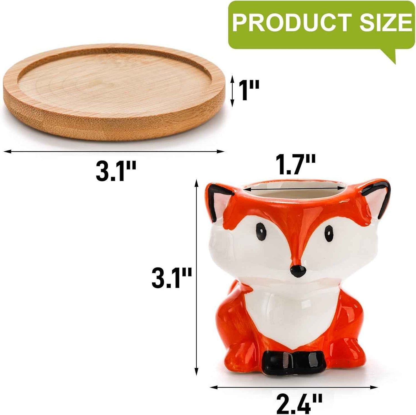 Pumtus 6 Pack Small Succulent Pots with Drainage Hole, 3 Inch Cute Ceramic Animal Planter with Saucer, Unique Air Plant Holder, Desktop Plant Flower Pot for Indoor Plants, Cactus, Garden, Home Decor