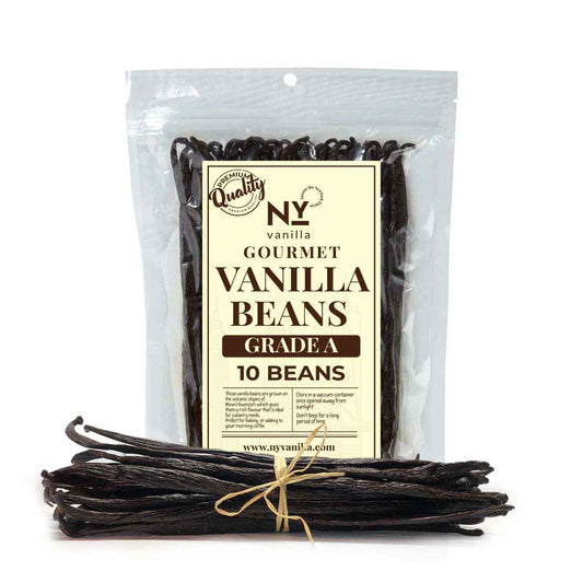 10 Vanilla Beans Grade A, Whole Vanilla Bean Pods For Making Extract, 6-8 Inches, Non GMO. Perfect For Vanila Powder, Baking & Desserts. by NYVanilla