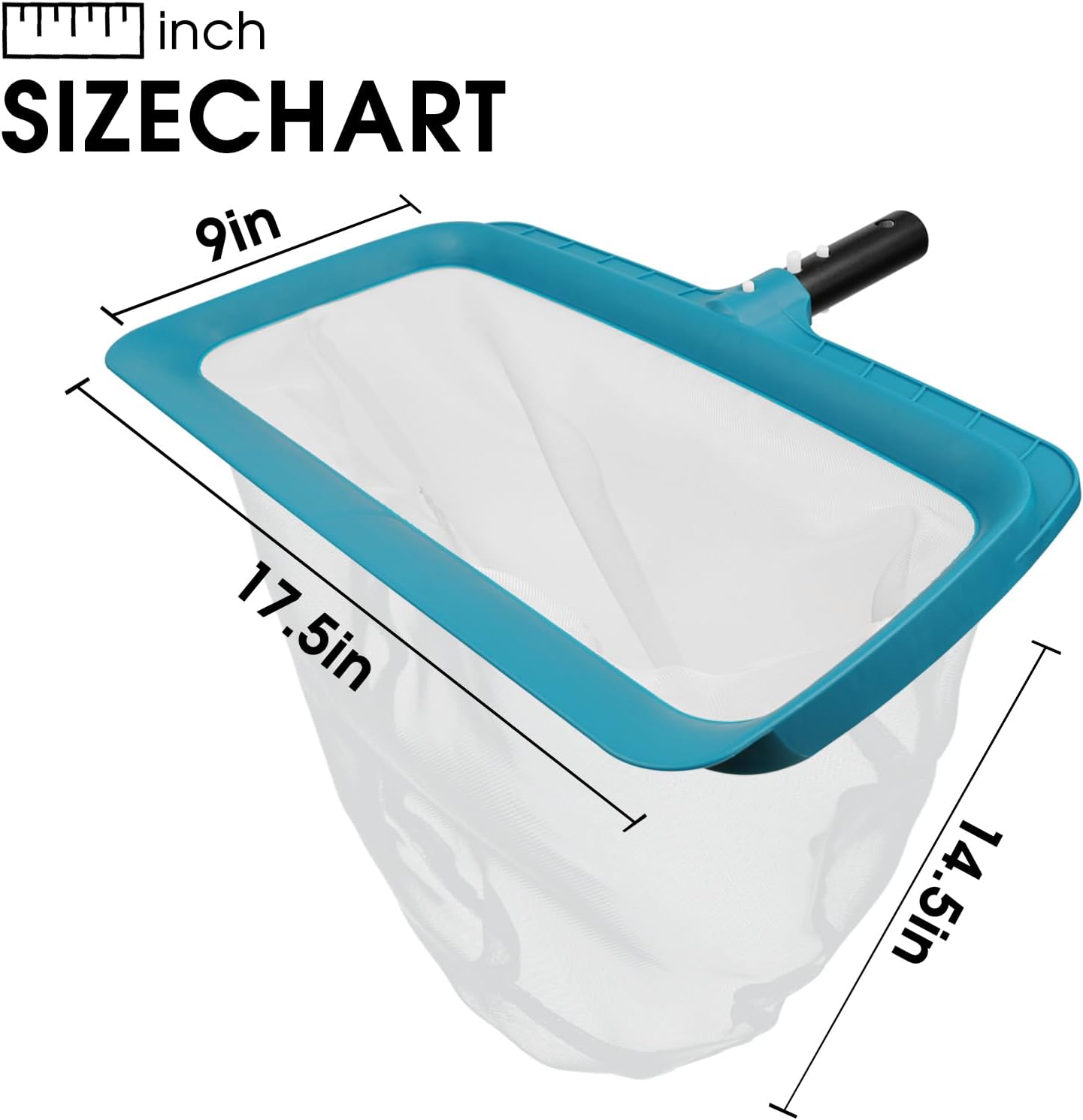 POOLWHALE Professional Pool Skimmer Net, Upgraded Extra Wide Scoop Edge, Swimming Leaf Rake with Ultra Fine Mesh Deep Nylon Net Bag - Pool Nets for Cleaning Leaves, Debris (Not Pole)