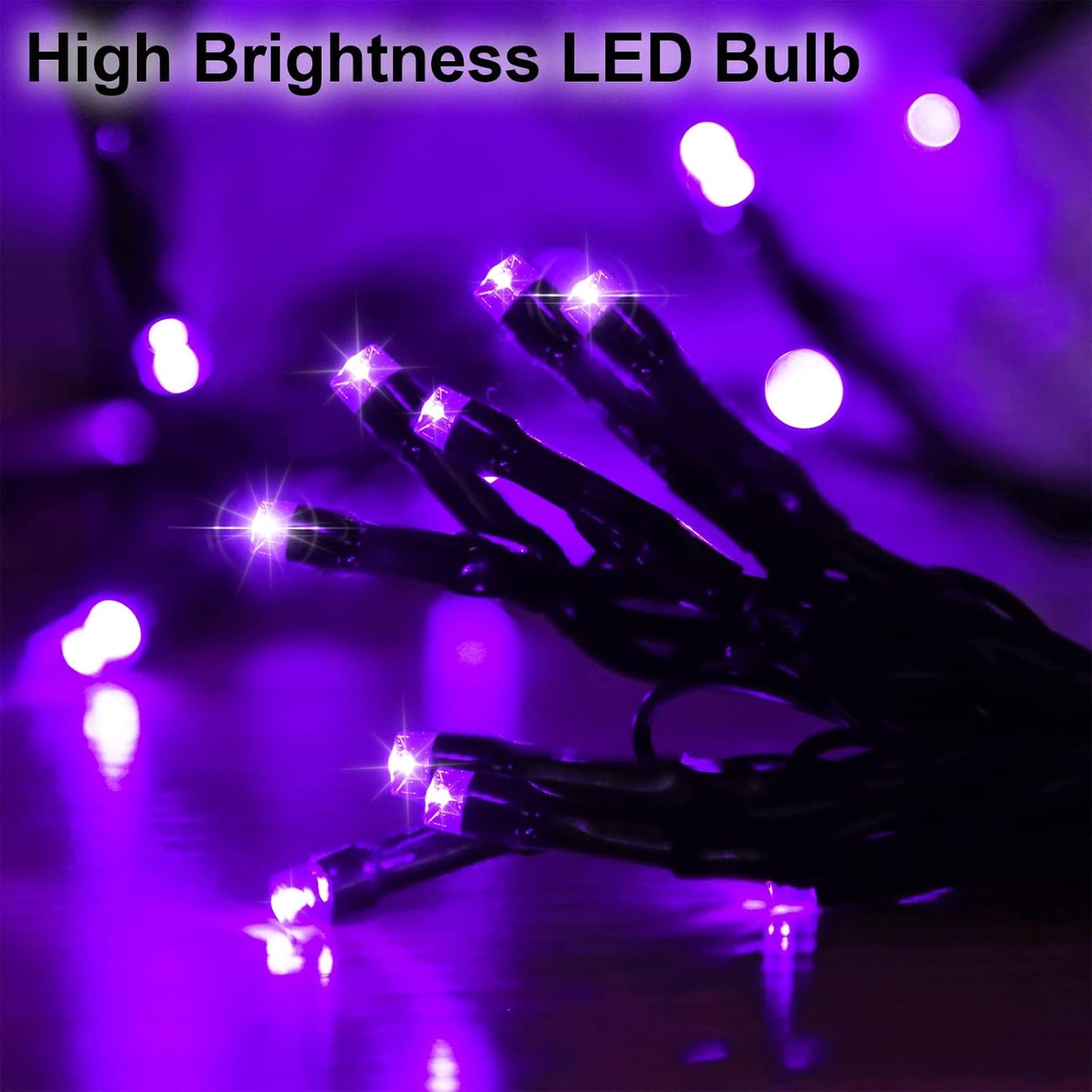 Solar String Lights for Outside, Purple Halloween Lights Outdoor Waterproof 2Pack Total 144ft 400 LED 8 Modes with Timer, IP44 Twinkle Lights for Party, Patio, Garden, Decor