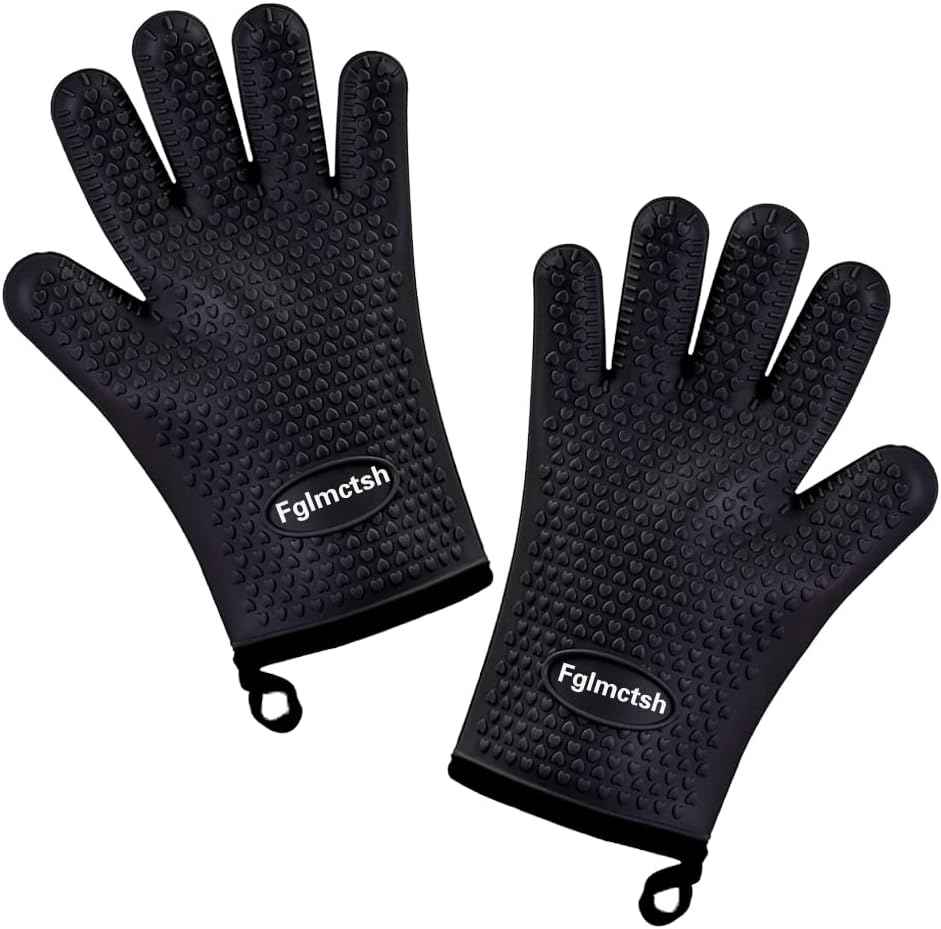 Silicone Cooking Gloves,Oven Mitts for Grilling,BBQ Mitt, Kitchen - Safe Handling of Pots and Pans, Extreme Heat Resistant BBQ, Internal Protective Cotton Layer - Heat Resistant