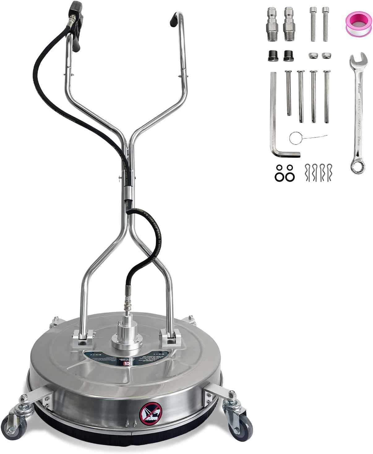 Garvee 24 in Pressure Washer Surface Cleaner with 4 Wheels&Dual Handles, 4900PSI Stainless Steel Surface Cleaner Attachment for Pressure Washer for Concrete Driveway Sidewalk Deck Patio