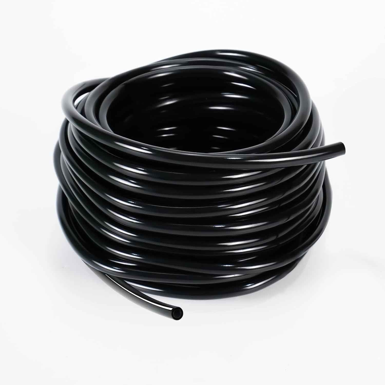 1/4 Inch Drip Irrigation Tubing, 50ft Blank Distribution Pipe Roll, Standard Size Flexible Drip Hose for Garden Watering, Greenhouse and Misting System, Black