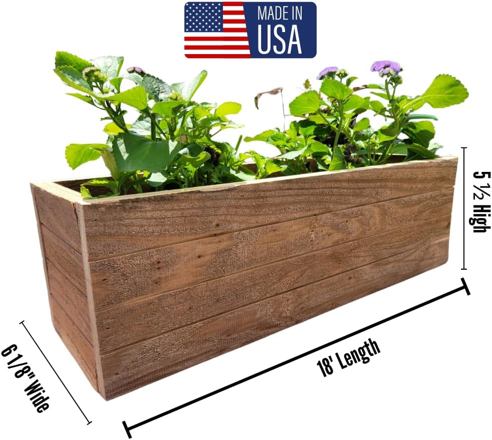 Handmade Rustic Cedar Herb Window Planter Box – Wooden Window & Railing Planter for Indoor or Outdoor Use, Made in USA (18)