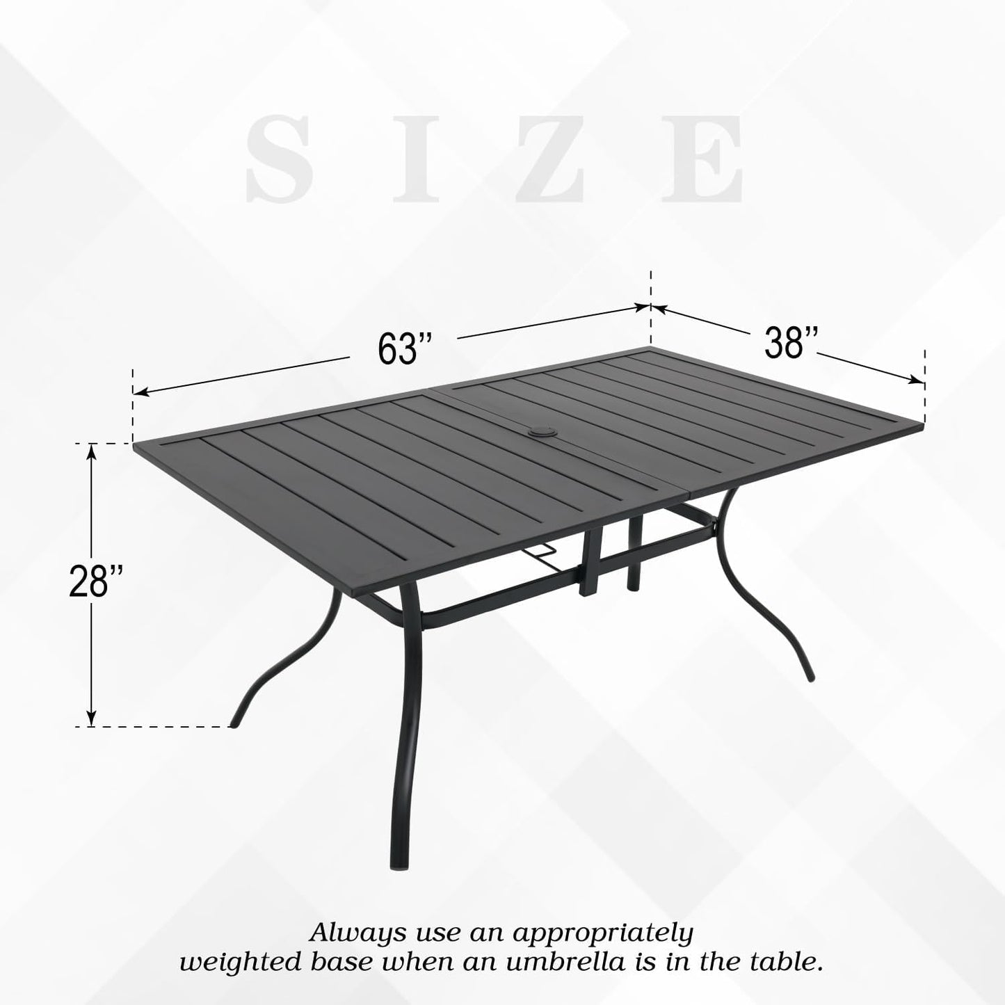 7-Pieces Patio Dining Furniture Set,63" Big Size Metal Patio Table with Umbrella Hole,4pcs Dining Chairs and 2pcs Swivel Chairs,Perfect for Garden Backyard Lawn Poolside