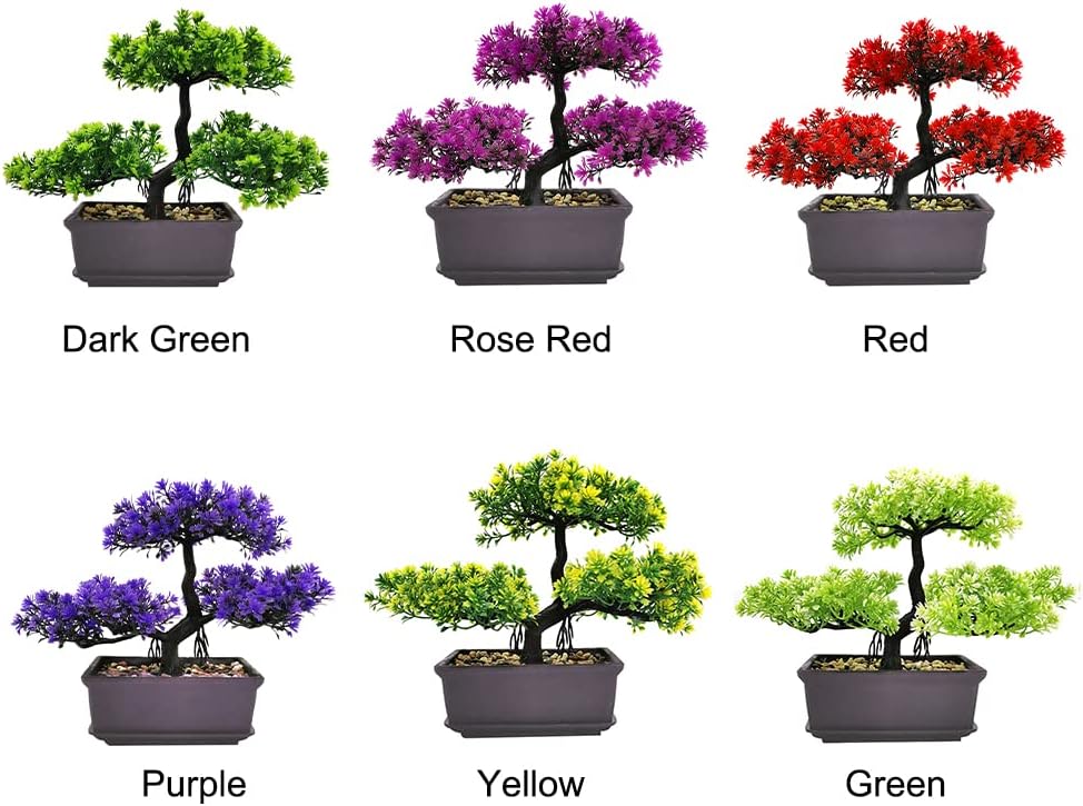 Bonsai Tree, Artificial Plants, Artificial Bonsai Tree Juniper Faux Plants, Indoor Small Fake Plants Decor for Home Bedroom Office Desk Farmhouse Decor(Color:Red)