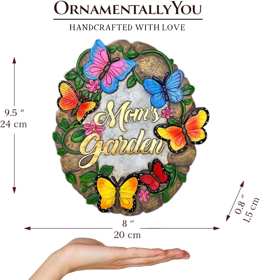 Elegant Resin Stepping Stone, Outdoor Garden Pathway Decoration (Garden with Butterflies Stepping Stone, 9.5" Decorative Outdoor Decoration)