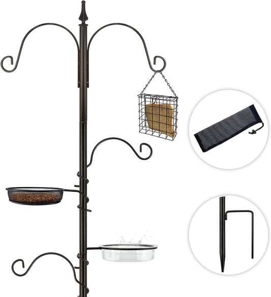 Premium Bird Feeding Station Kit - Multi Feeder Hanging Set with Suet Cage, Bird Bath & Finch Sock Attractors