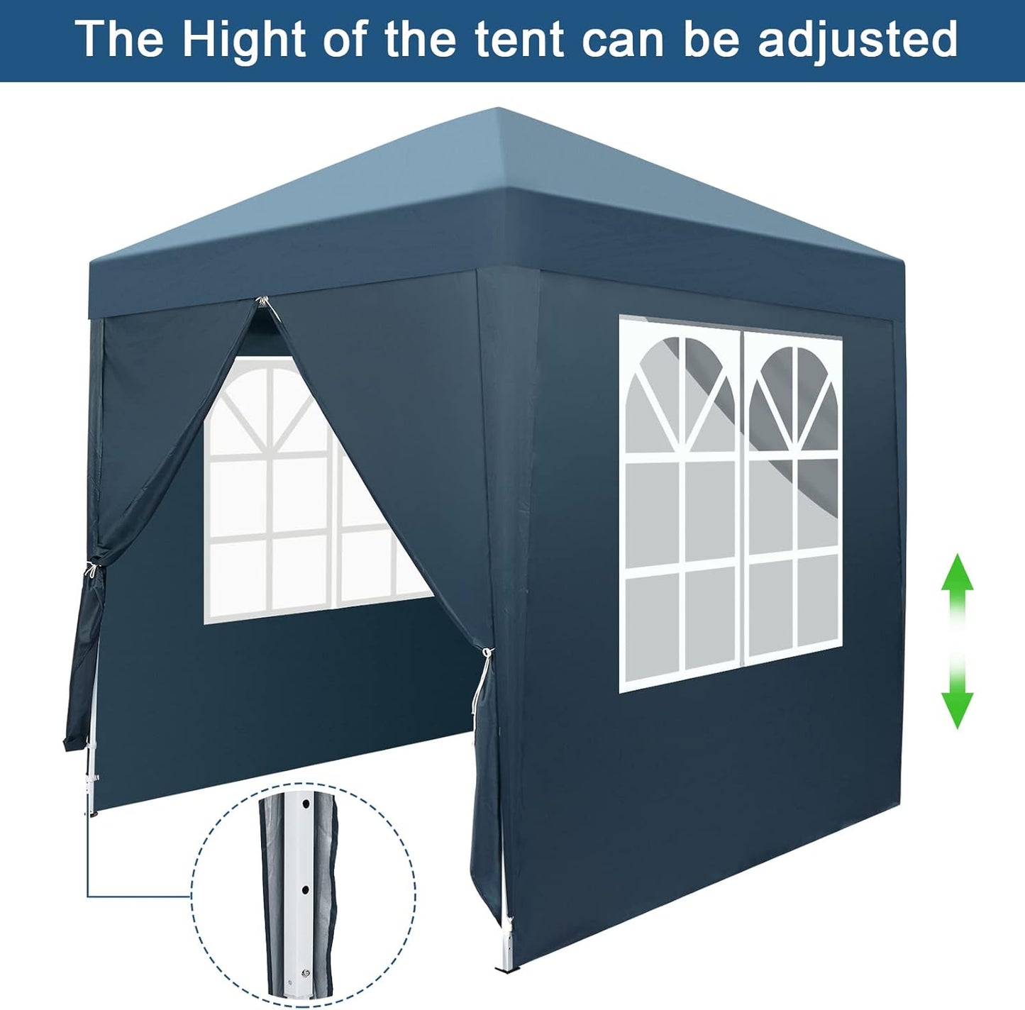 Outvita 6.5x6.5ft Pop Up Canopy Tent, Outdoor Instant Shelter Folding Canopy with 4 Side Walls and Carry Bag for Commercial Events, Party, Backyard BBQ, Camping Blue