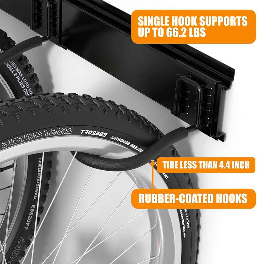 TORACK Bike Storage Rack, 6 Bike Rack Wall Mount Home and Garage Organizer, Vertical Bicycles Hanger Hooks for Indoor Space Saving