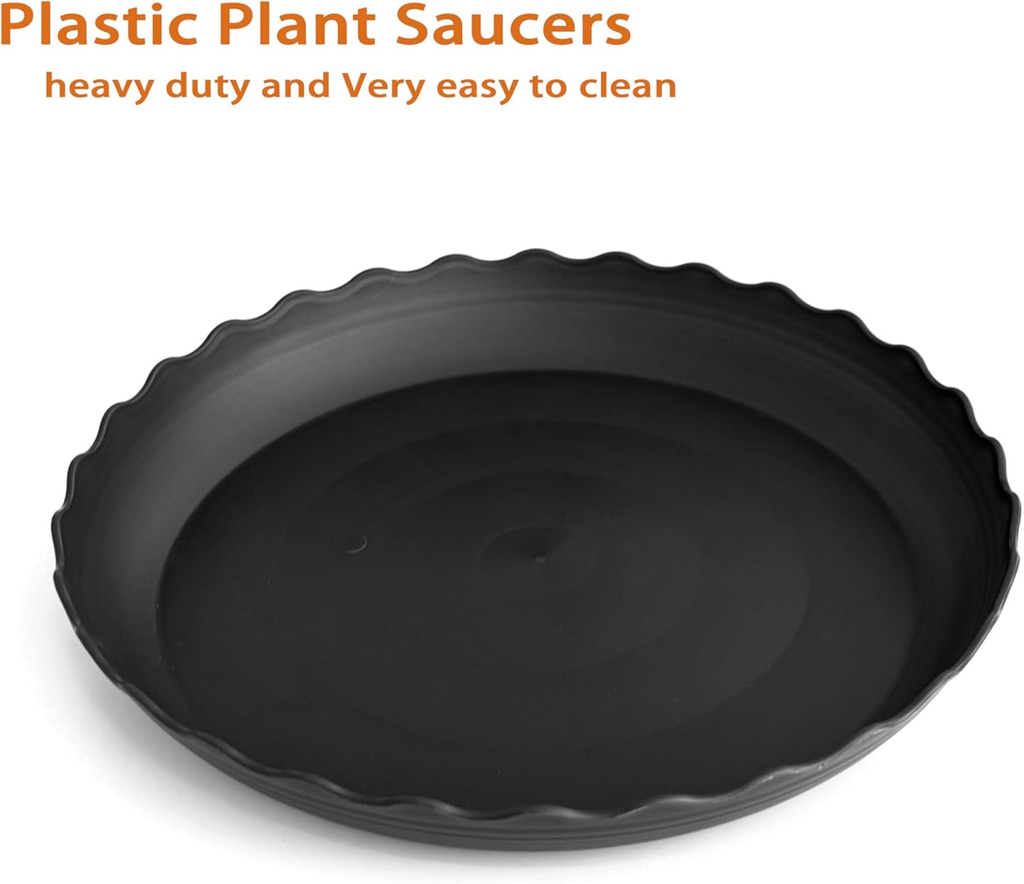 2 Pack of 14 inch Plant Saucer Plant Tray, Plastic Plant Saucer, Heavy Duty Plant Tray for Pots, Plant Saucers for Indoors Planter, Garden Water Plate Bowls for Gallon Grow Bags (Black)
