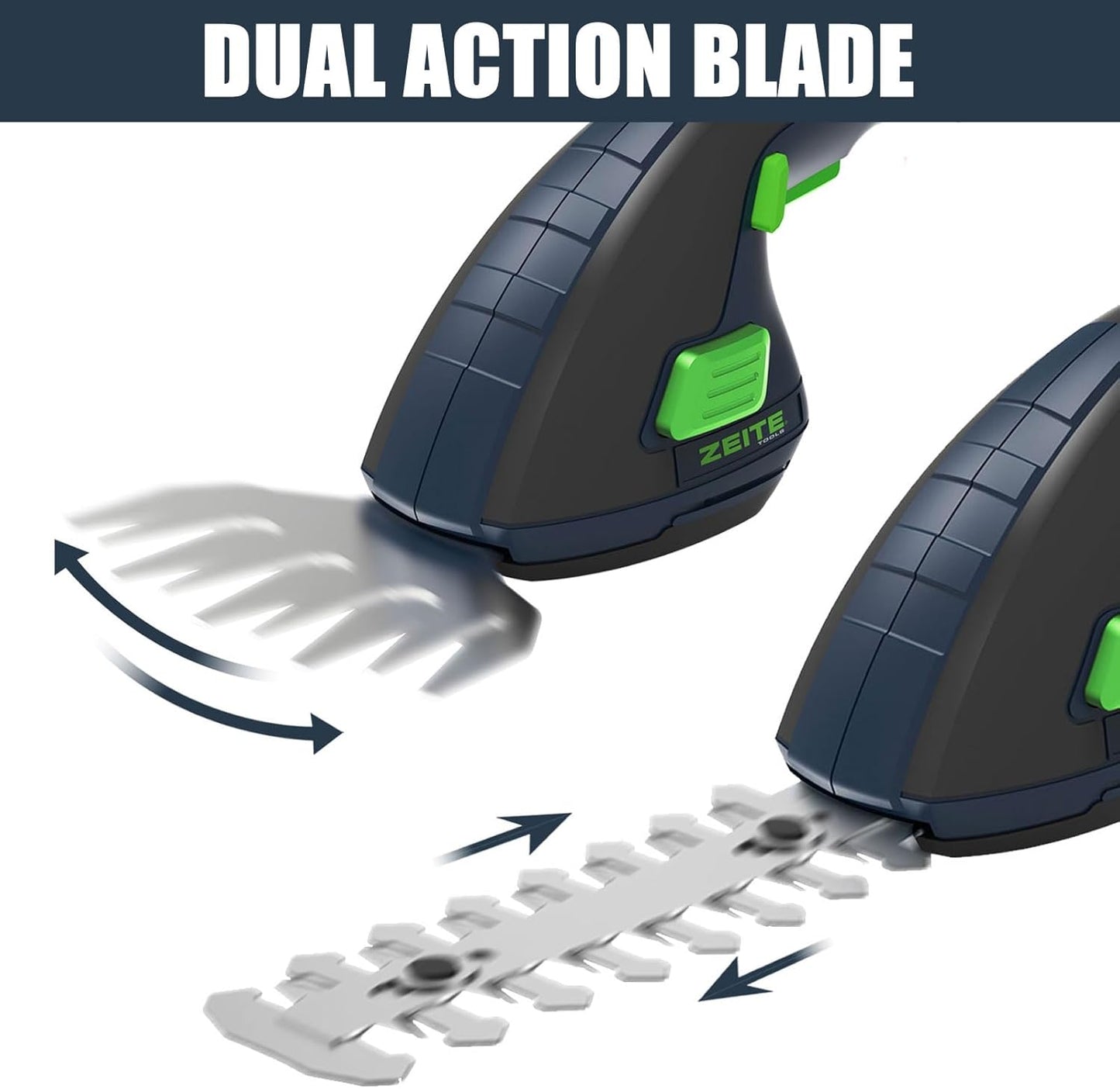 ZEITE 7.2V Grass Shear & Shrubbery Trimmer, 2-in-1 Cordless Grass Cutter and Mini Hedge Trimmer, Rechargeable Li-ion Battery and Charger,Long Handle,Versatile Garden Tool for Grass & Bush Trimming