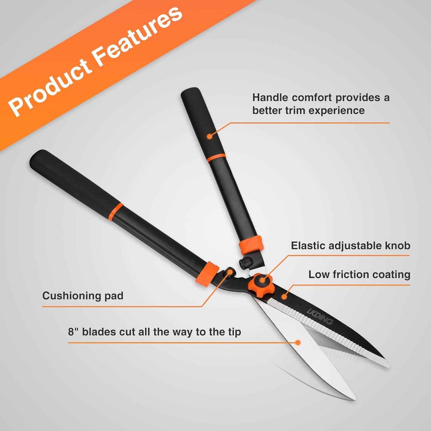 Lightweight Hedge Shears Manual Hedge Clippers for Trimming Borders Topiaries Boxwood and Decorative Grasses, 21 Inch Carbon Steel Bush Cutter