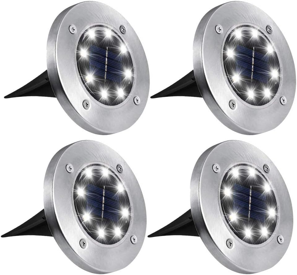 ZGWJ Solar Ground Lights,4 Pack Waterproof Solar Garden Lights, Upgraded Outdoor Garden Waterproof Bright in-Ground Lighting, Landscape Lighting for Pathway,Yard,Deck,Lawn,Patio,Walkway White