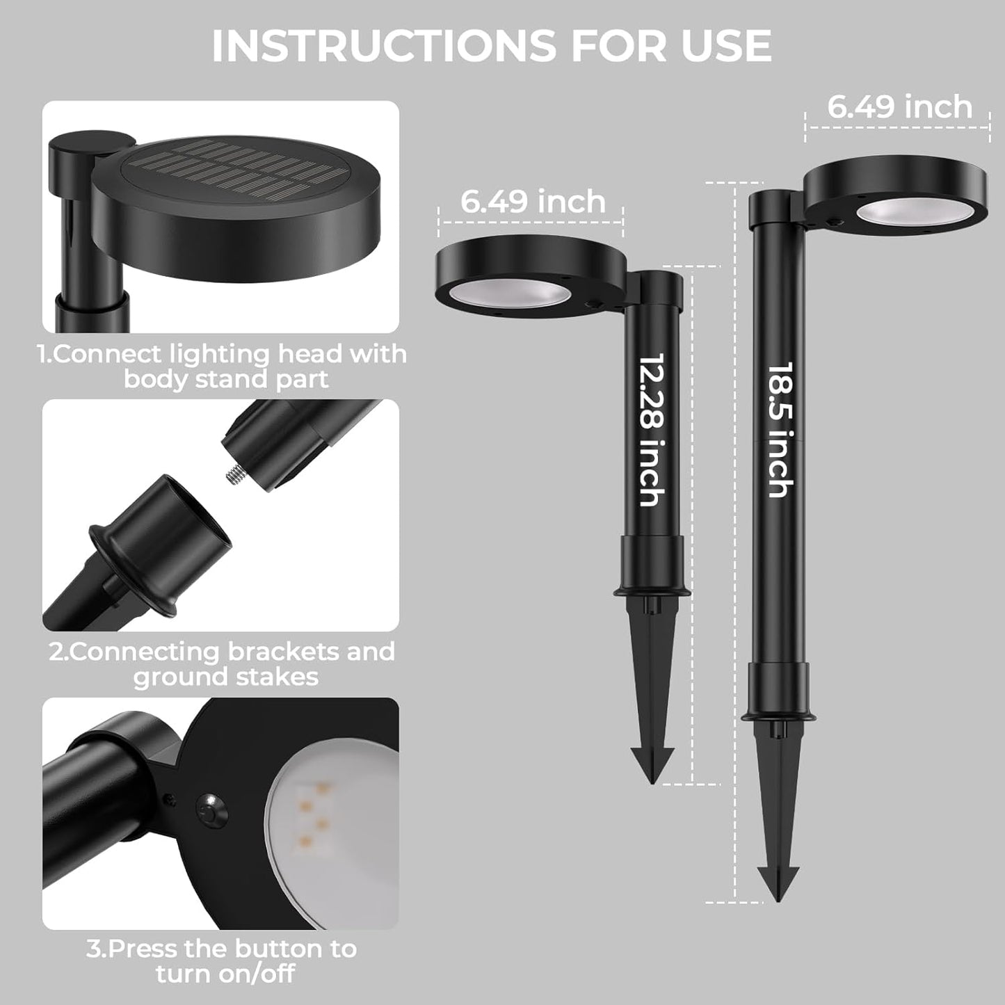 Solar Pathway Lights Outdoor, Solar Walkway Lights with Brightness Adjustable, 2 Color Modes Waterproof Outdoor Solar Light for Garden Yard Driveway Landscape Patio Lawn(4 Pack)