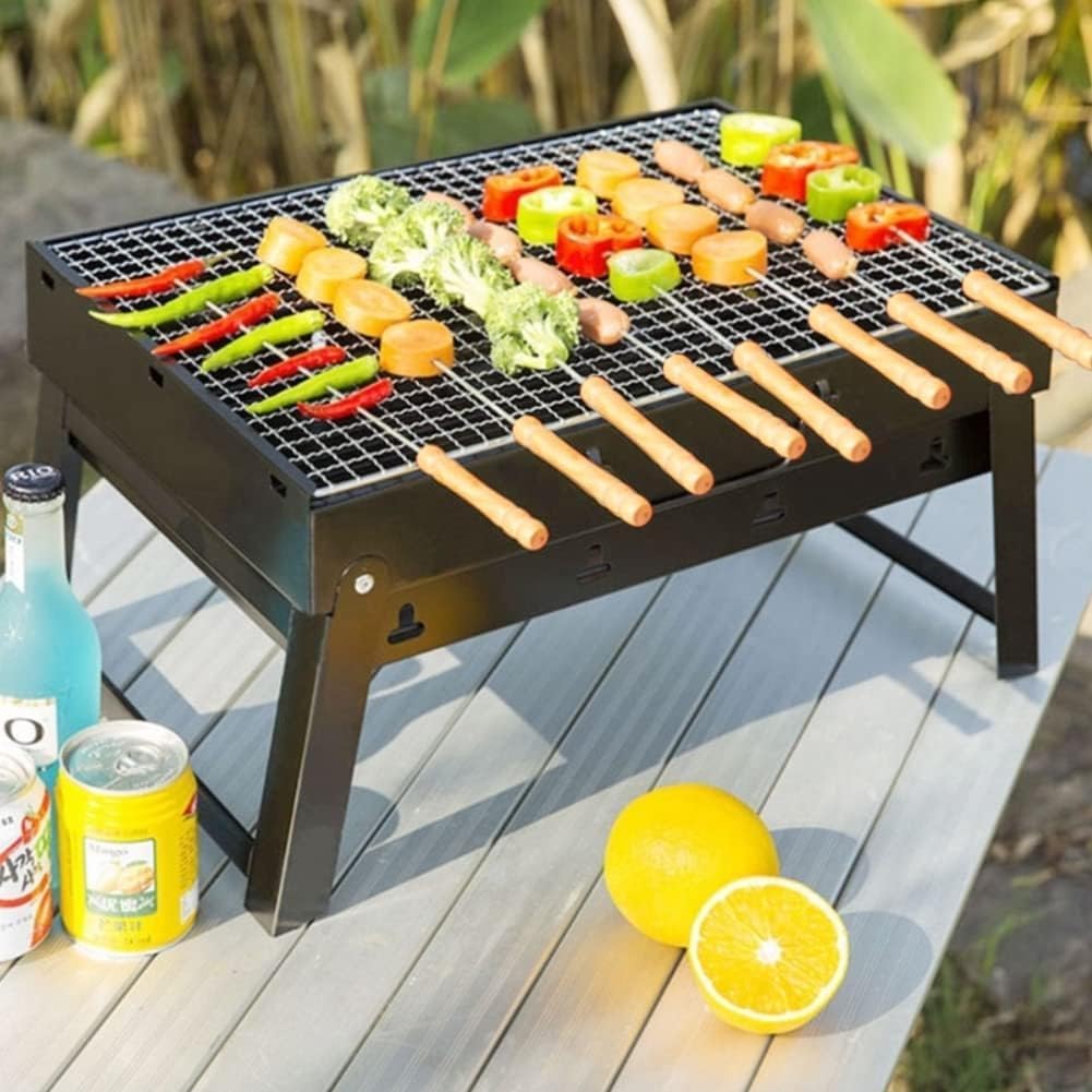 HAKSEN 12 PCS Barbecue Skewers with Wood Handle Marshmallow Roasting Sticks Meat Hot Dog Fork Best for BBQ Camping Cookware Campfire Grill Cooking, Stainless Steel,11.7 Inches(Including Handle)