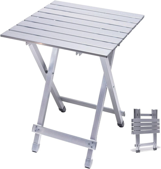 SUNNYFEEL Folding Camping Table - Lightweight Aluminum Portable Picnic Table, 18.5x18.5x24.5 Inch for Cooking, Beach, Hiking, Travel, Fishing, BBQ, Indoor Outdoor Small Foldable Camp Tables
