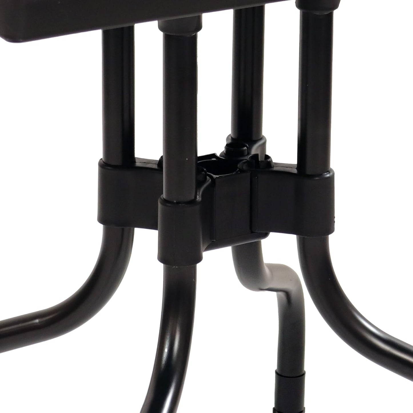 Sunnydaze Plastic Top Outdoor Dining Table - Square Folding Patio Table with Curved Iron Legs - Black - 28.75" H