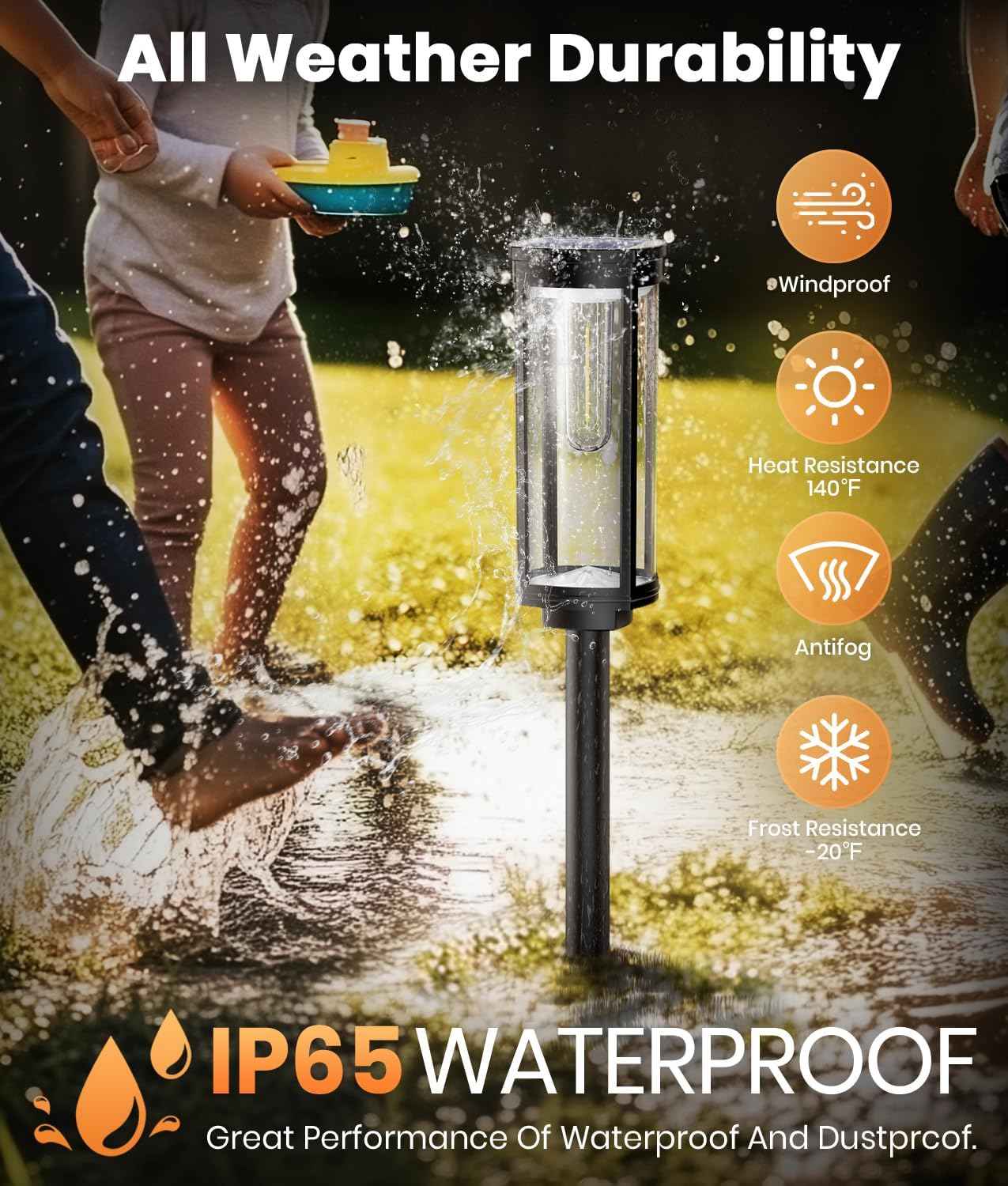ALFIOT Solar Pathway Lights Outdoor, IP65 Waterproof Auto On/Off Solar Garden Lights Solar Powered Landscape Lighting for Yard Patio Walkway (Warm White, 4pack)