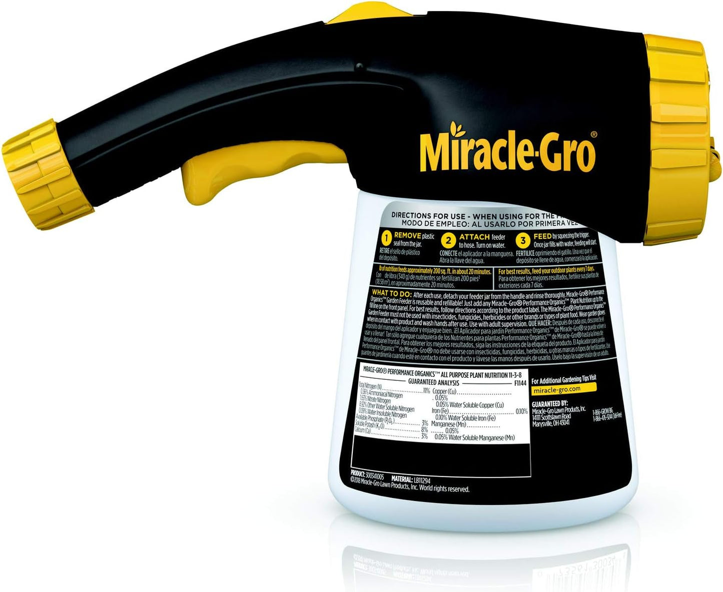 Miracle-Gro Performance Organics Garden Feeder, 12 oz. - Includes First Feeding of Miracle-Gro Performance Organics Plant Nutrition Inside - Feed Vegetables, Flowers and Herbs While Watering