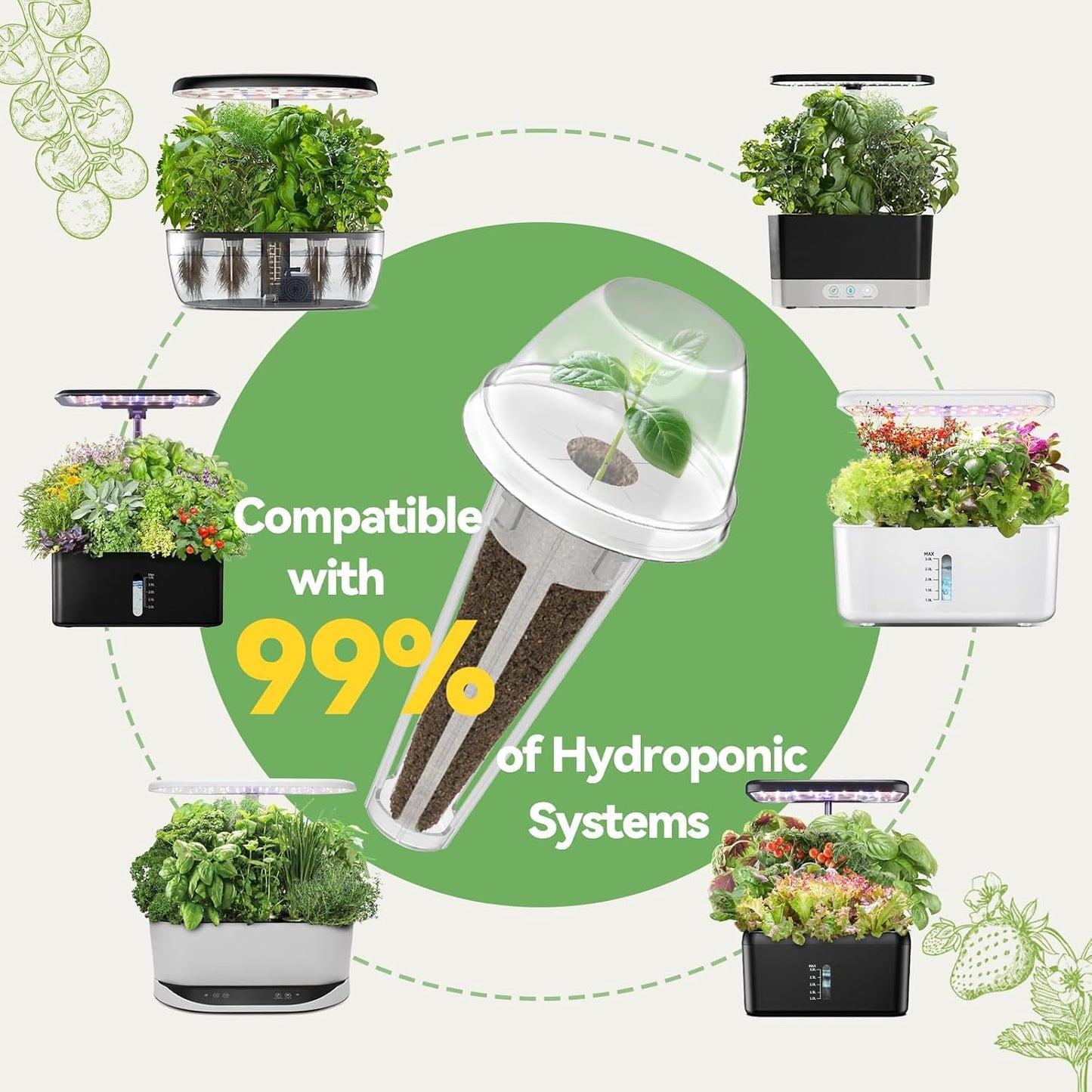Inbloom 7-Pods Salad Greens Seed Pod Kit for AeroGarden, Ahopegarden, Gardencube Hydroponic Garden with Spinach, Buttercrunch, Paris & American Lettuce, Swiss Chard, Arugula, Bok Choy - 350 Seeds