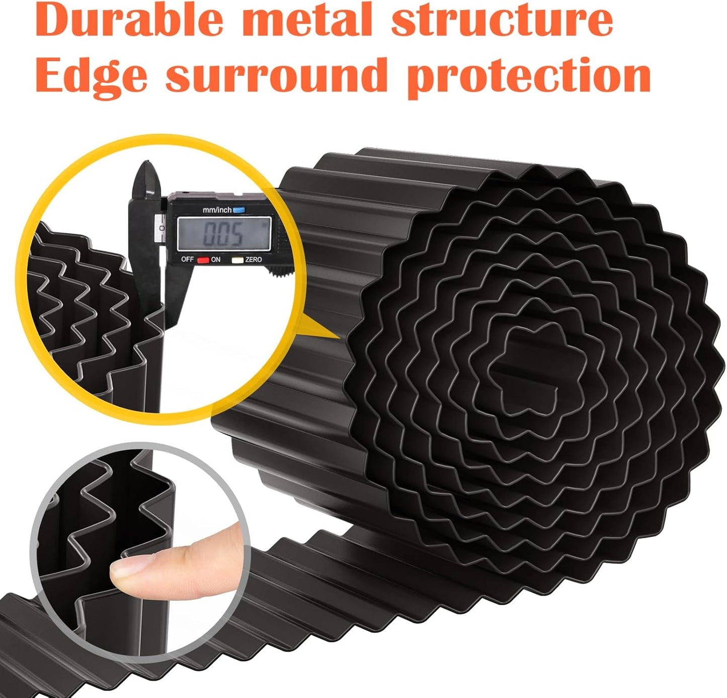 LAVEVE Corrugated Metal Garden Edging 6" x 20Ft, Landscape Edging Border for Lawn, Flower Bed, Garden Fence, Paver Edging (Black)