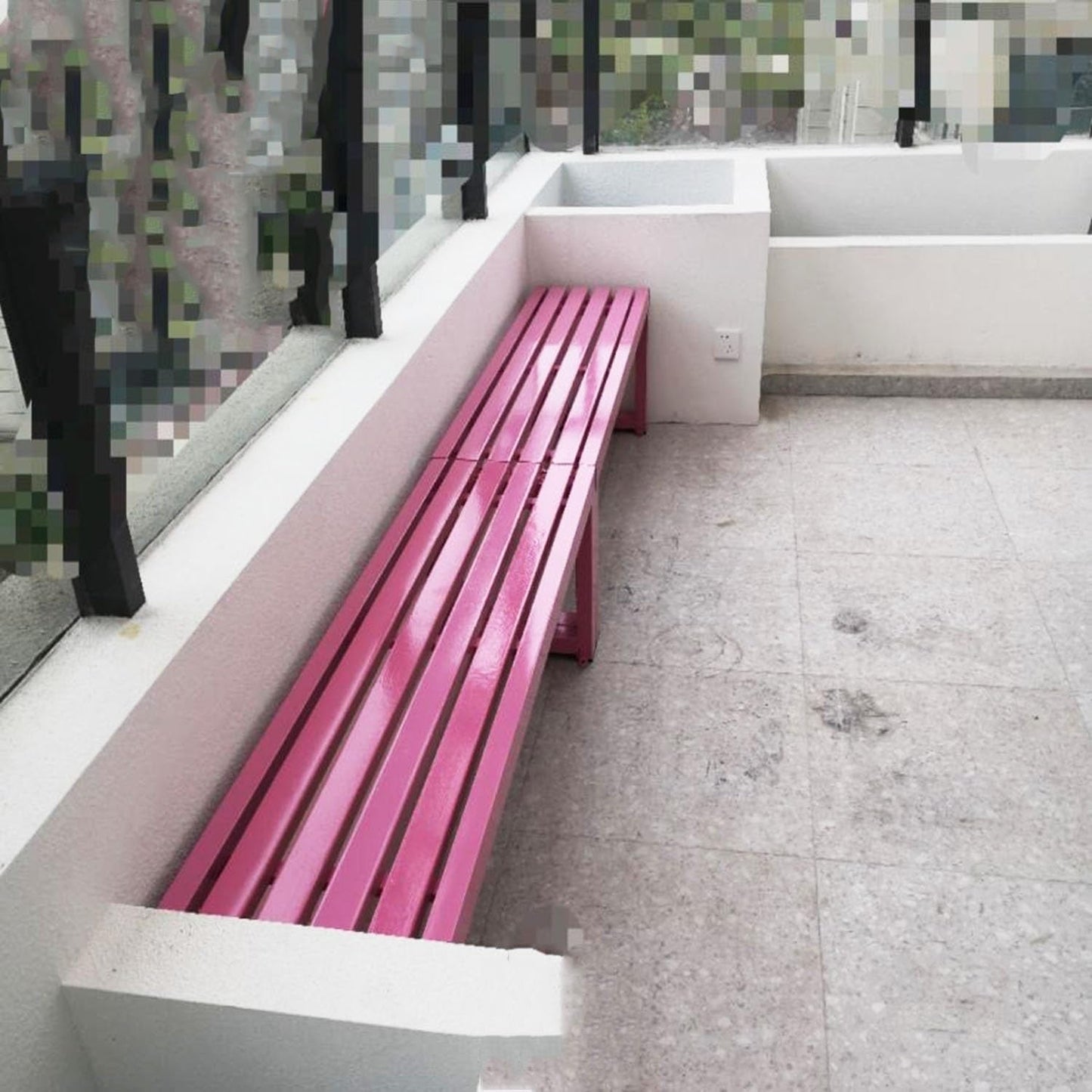 Weatherproof Metal Dining Bench, Outdoor Bench Backless Patio Bench 2-Person Farmhouse Bench Garden Bench for Kitchen, Living Room, Entryway(Pink,40in)