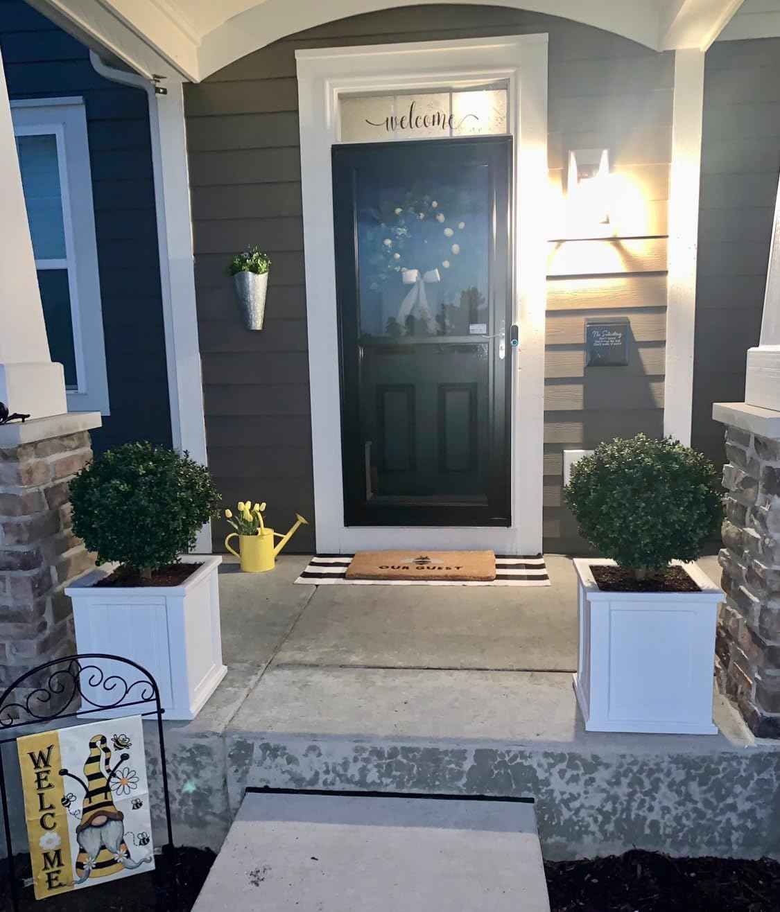 Artificial Boxwood Ball Bush 27" Tree UV Resistance Rated with Spike. Easy to Push in The Ground.Plant Looks Great in a Planter Anywhere. Indoor/Outdoor Decor 2 Pack