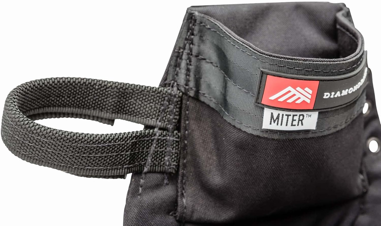 The Diamondback Miter Tool Pouch - Clip-On Tool Belt Pouch with 3 Pockets, 7 Slots, & 3 Loops- Lightweight Belt - Durable Tool Pouch with Belt Clip 15.25"x10.25", 1 lb (Black)