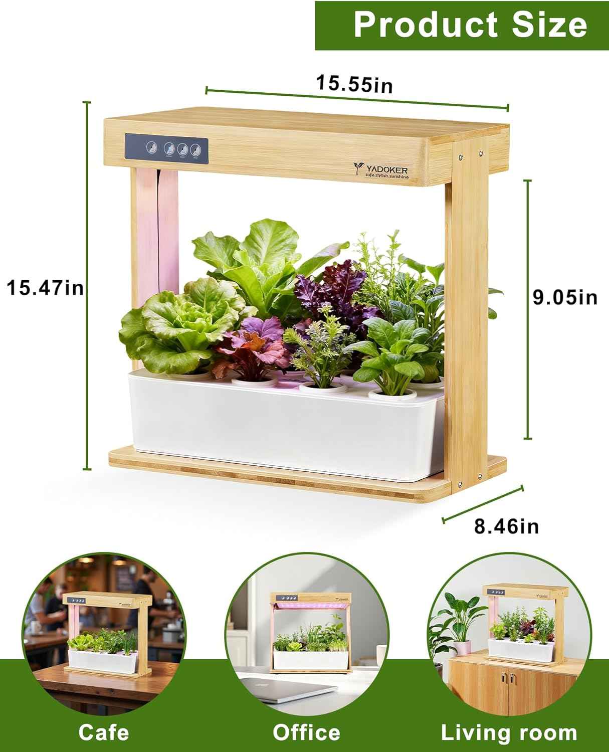 yadoker Indoor Hydroponic Garden System, 8 Pods Smart Growing Kit with LED Grow Light, Automatic Timer, Pump System & 3.5L Water Tank – Ideal for Herb Cultivation (No Seed)