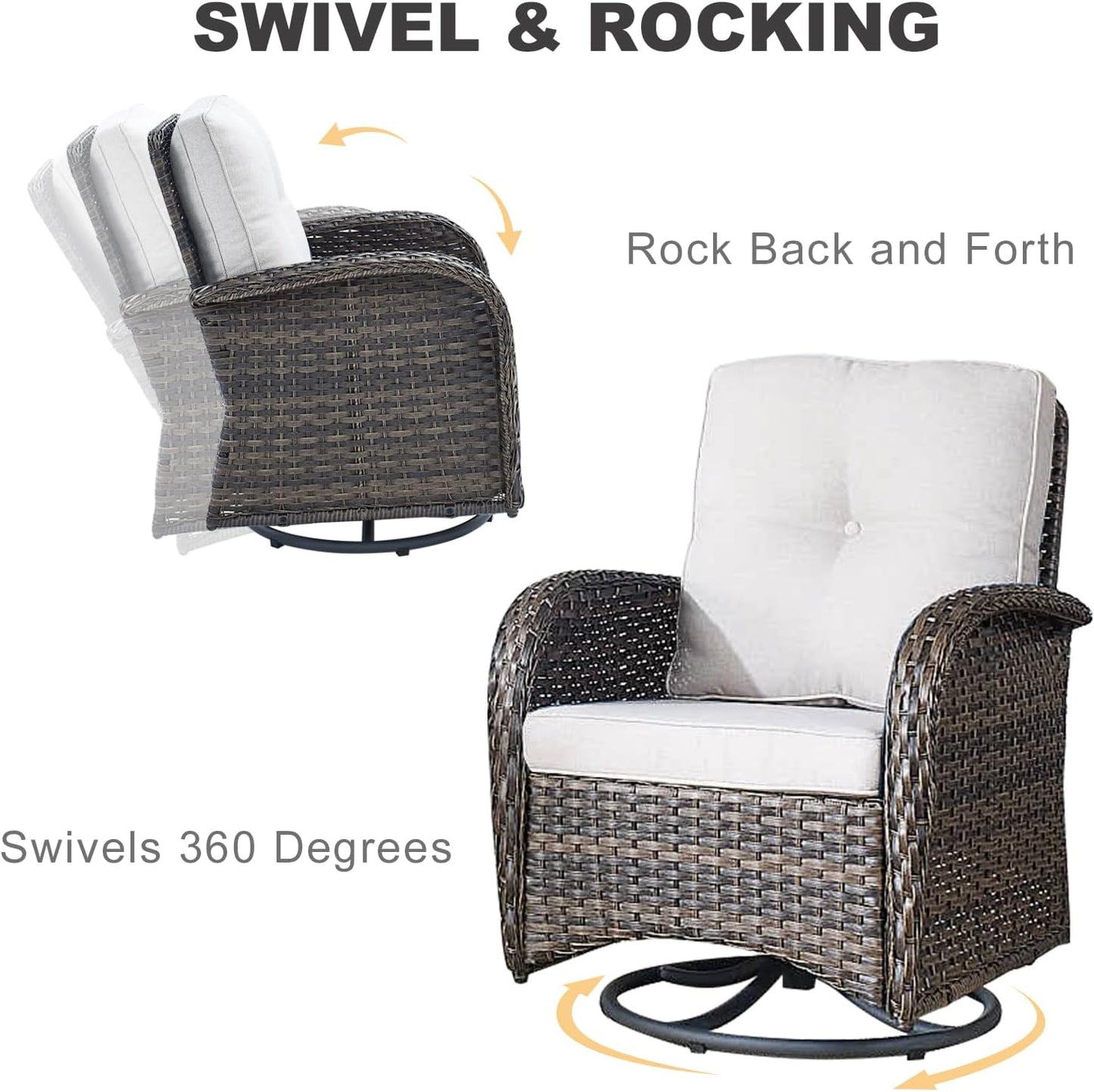 HUMMUH 8-Piece Outdoor Patio Furniture PE Wicker Patio Conversation Set,High Back Patio Couch with Ottomans Outdoor Chairs for Backyard,Porch,Deck