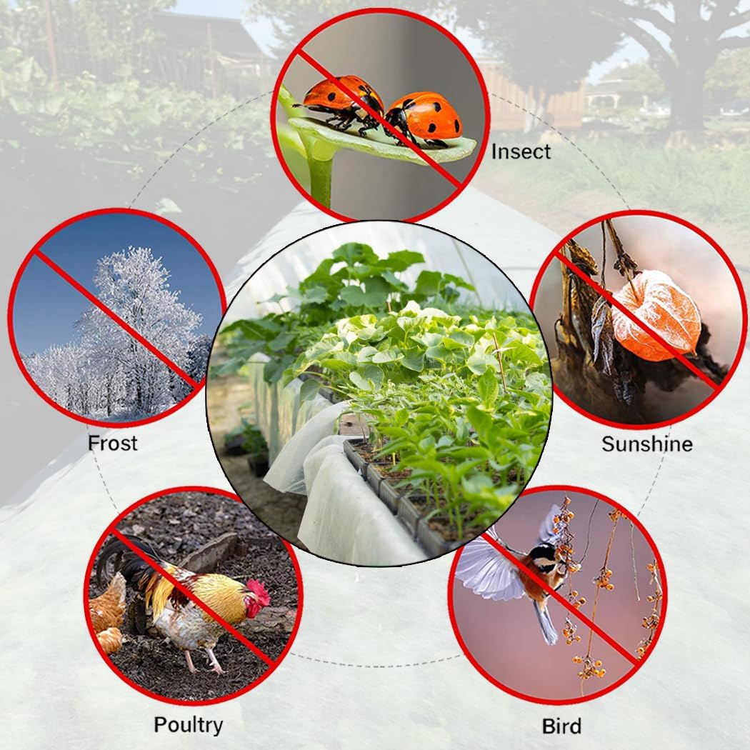 Plant Covers Freeze Protection with Ultra Fine Mesh Reusable Floating Row Cover for Plants Vegetables Flowers Fruits Frost Sun Protection 1.2oz/yd² (6.5x10ft,2pc)