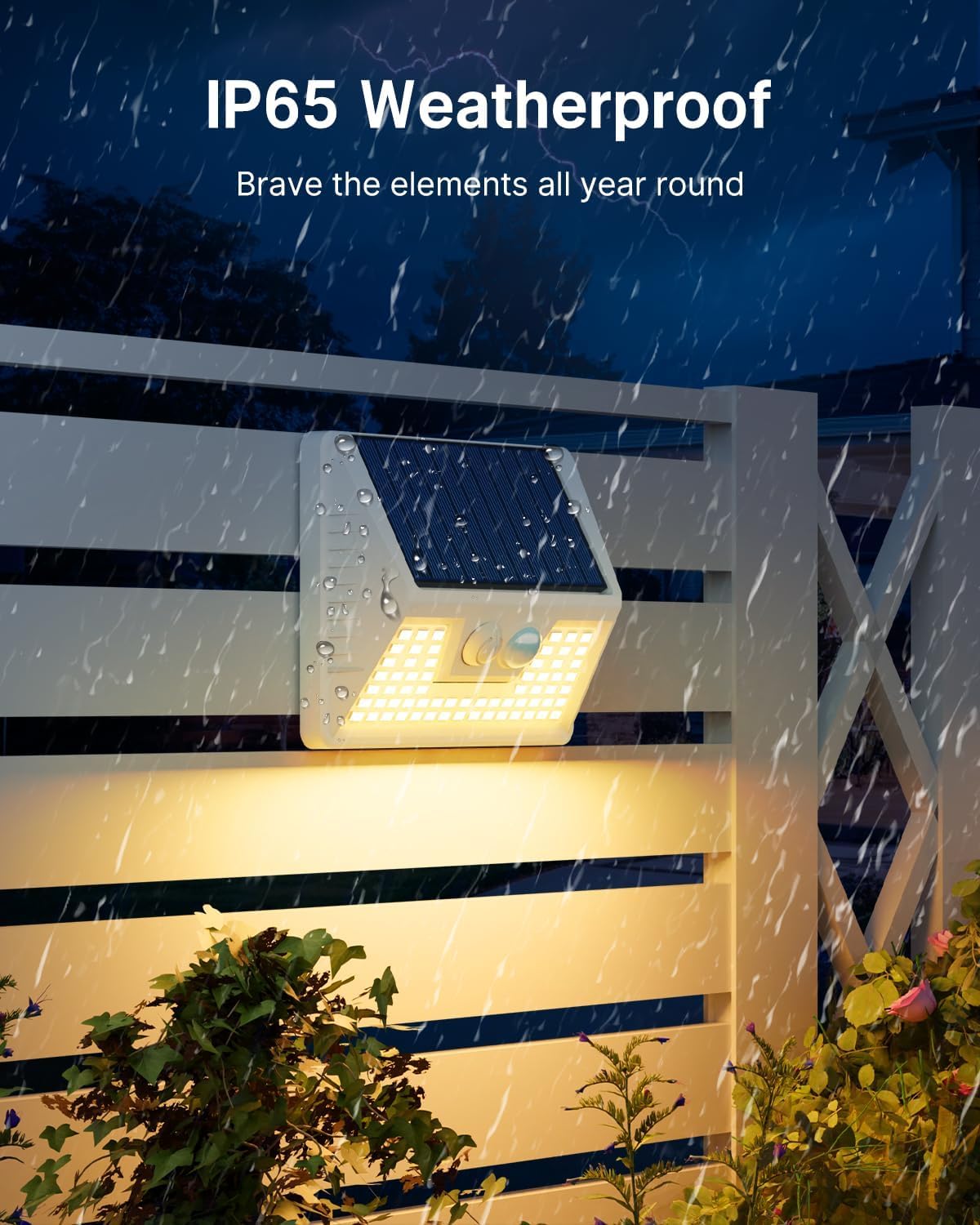 4 Pack Solar Fence Lights Waterproof, Motion Sensor Deck, Warm White LED Outside Wireless for Wall, Yard, Garden - White