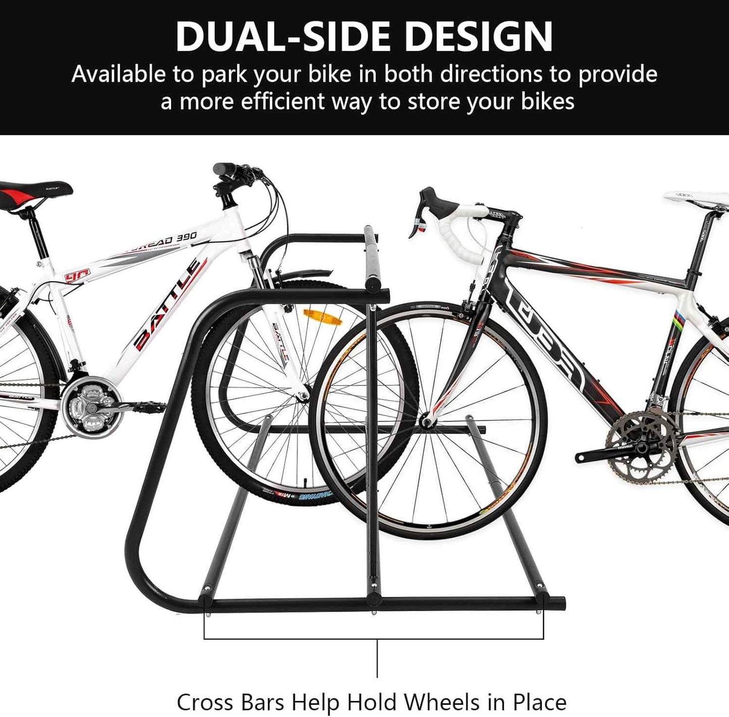 10-Bike Commercial Floor Rack, Heavy Duty Powder-Coated Steel Grid Organizer, Freestanding Double-Sided Storage for Garages/Storefronts/Schools