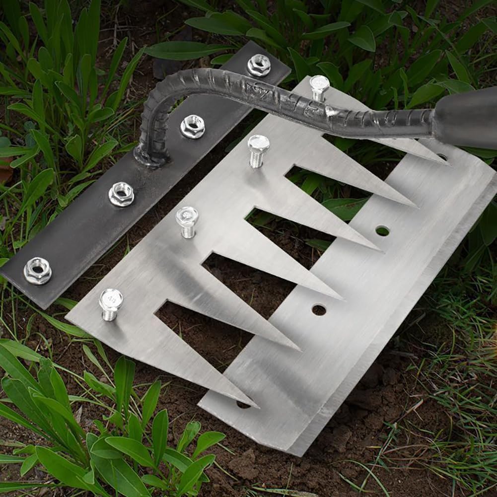 Gardening Hand Weeder Tool,Manual Weeder Tool with Detachable Blades, 4 Sizes High Carbon Steel Dual-Edge Design for Farm Garden Lawn Weed Removal, Soil Cultivation & Root Extraction (8 Tines)
