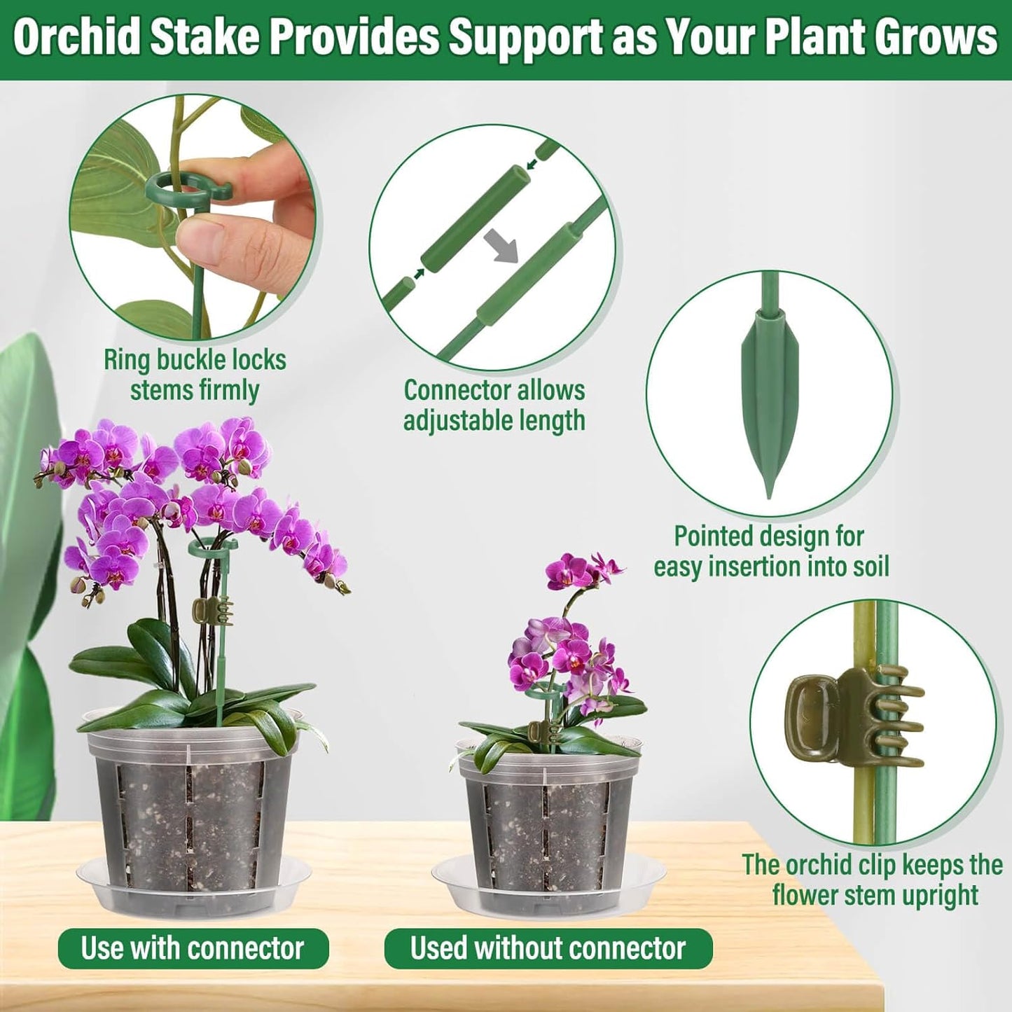 12 Pack Plastic Orchid Pots with Holes, 4, 5, 6 Inch Clear Orchid Pots for Repotting with Saucers Drainage and Plant Stakes, Large Small Breathable Orchids Planter Plant Pot