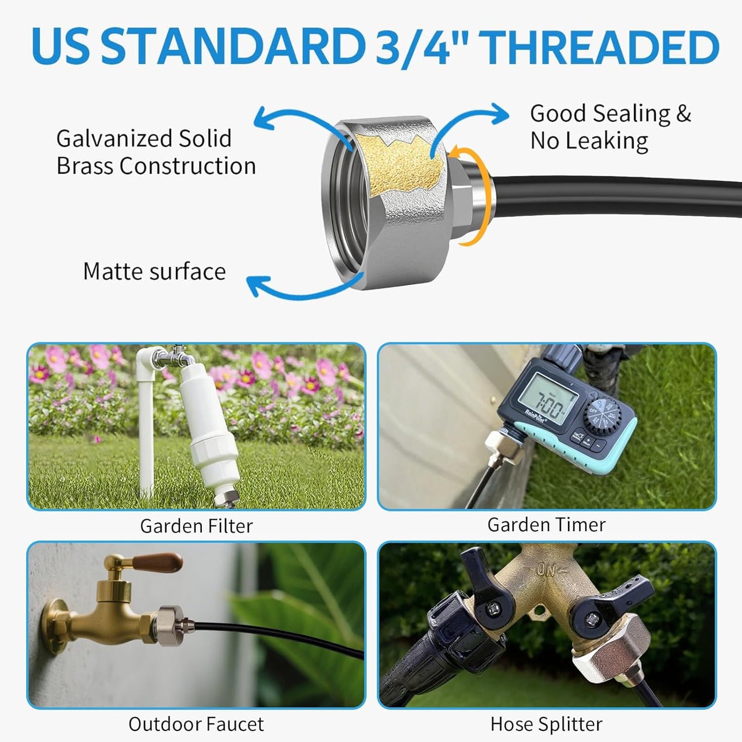 Misting Cooling System 52FT (16M) Misting Line + 18 Brass Mist Nozzles + Brass Adapter(3/4") Outdoor Mister for Patio Backyard Garden Greenhouse Watering Cooling
