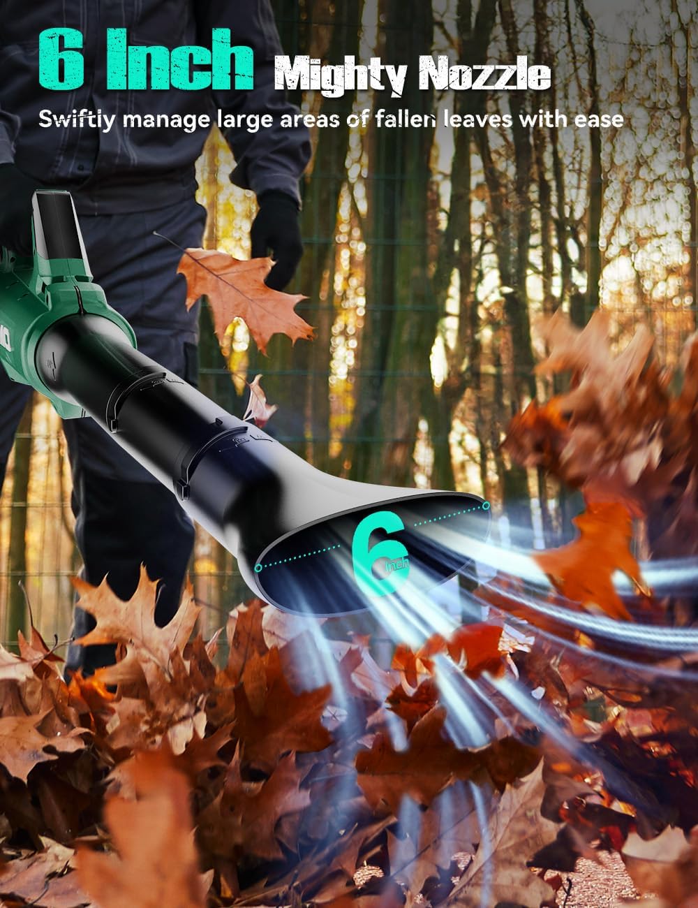 KIMO Cordless Leaf Blower with Battery and Charger, 750CFM 220MPH, 4 Speeds w/Turbo Mode, Brushless Motor, 3 Extended Tube, 2x4.0Ah Battery Powered Leaf Blowers for Lawn Care Patio Cleaning Wet Leaves