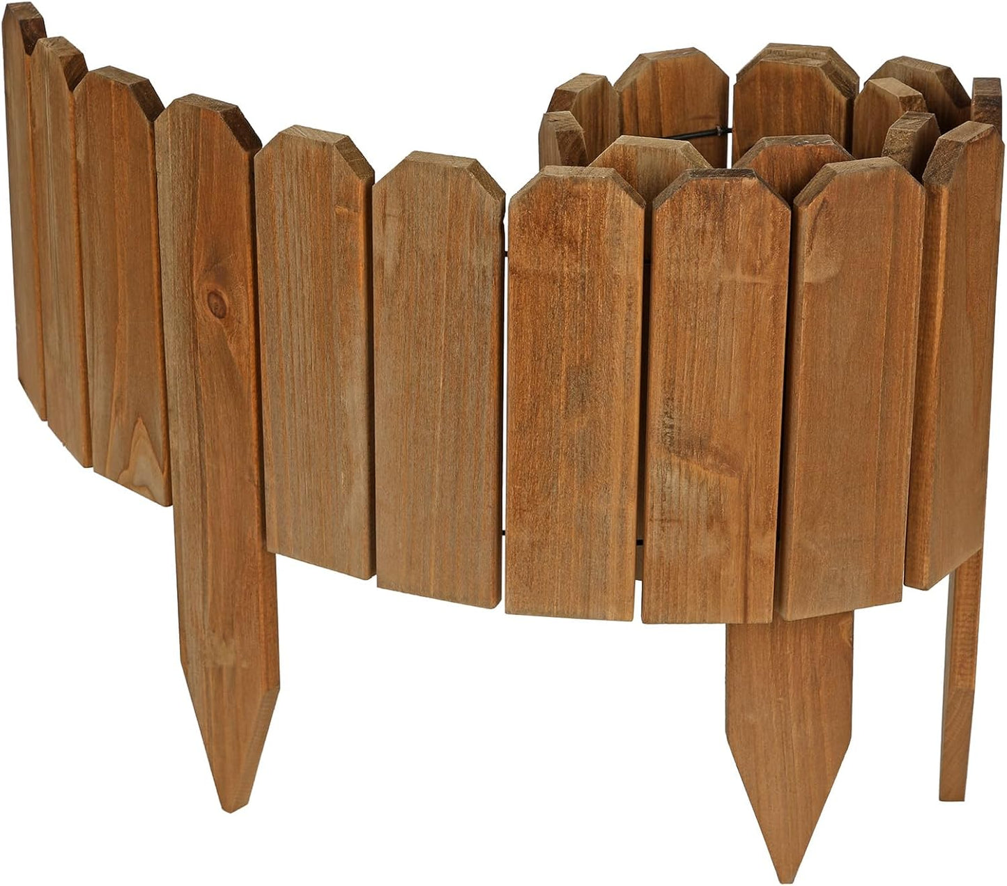 47" L x 8" H Wooden Garden Fence, 1 Pack Short Wood Garden Edging Border for Flower Bed Outdoor, Decorative Landscape Picket Fence for Tree, Flexible Yard Barrier for Lawn Path, Charred Brown