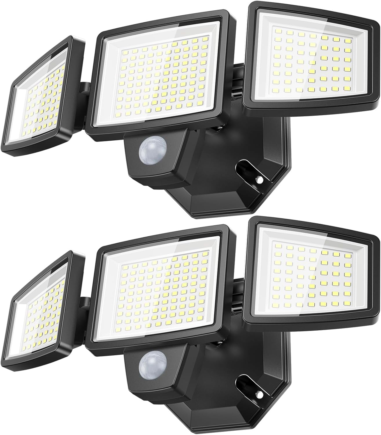 65W LED Flood Lights Outdoor, 6500LM, Waterproof, 6500K Motion Sensor Flood Lights Outdoor with Adjustable 3 Head Detected Floodlight for Outside Entryway Garage, Yard, Porch, 2Pack