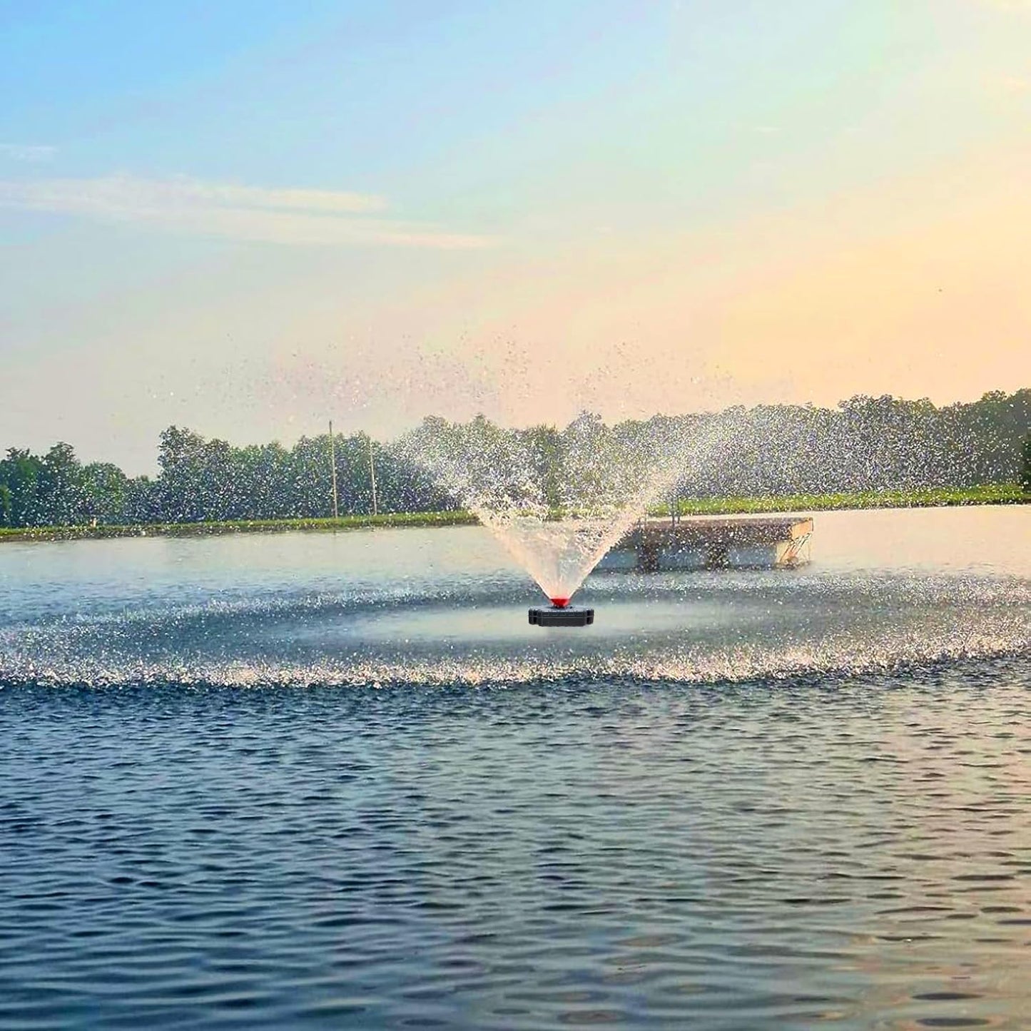 Pond Fountain Aerator 1HP 110V 750W - pond fountain- pond aerator 15,000 GPM - Includes 100-foot Power Cord - Features Tow Rope Steel Anchoring Pin Timer - Suitable for Ponds and Lakes