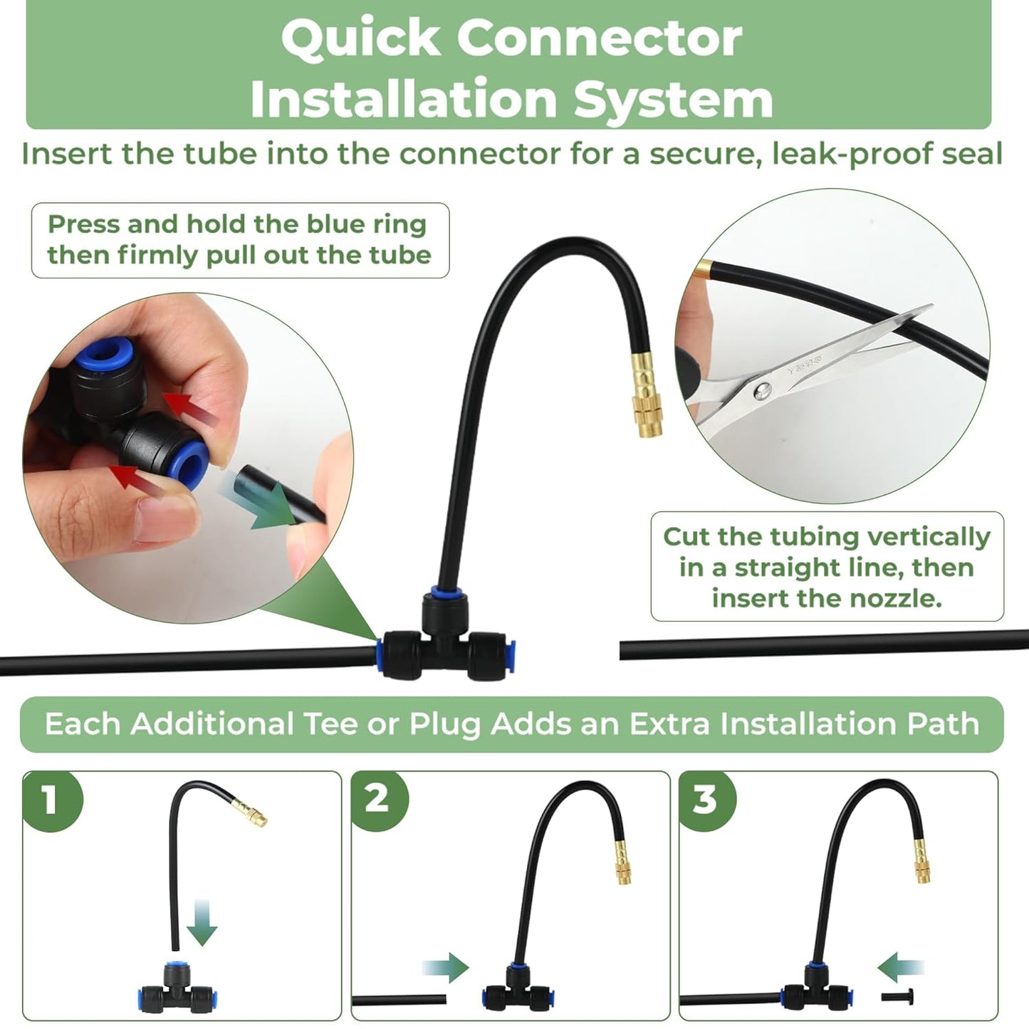 120FT Drip Irrigation System for Garden: Quick Connect PE Tubing Automatic Water Sprinkler Kit Adjustable Misting Part 1/4" Watering Hose for Outdoor Raised Bed Plants Flower Yard Greenhouse