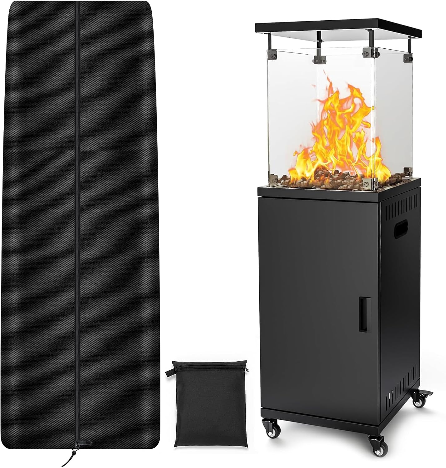 Square Tower Patio Heater Covers, Heavy-duty and Weather-resistant Oxford Fabric, Waterproof, Dust-proof, Snow-proof, Windproof, with Zipper and Storage Bag