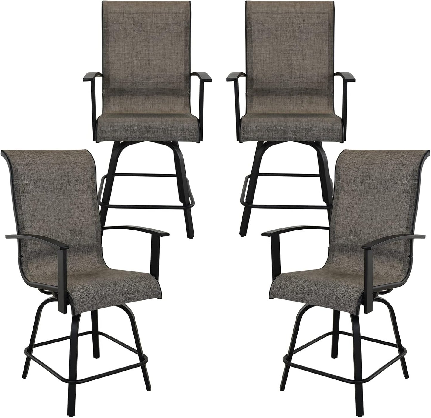 Grand patio Outdoor Counter Height Patio Stools Set of 4, Swivel Bar Chairs for Balcony, Poolside, Backyard, Garden (Coffee, 4PC)