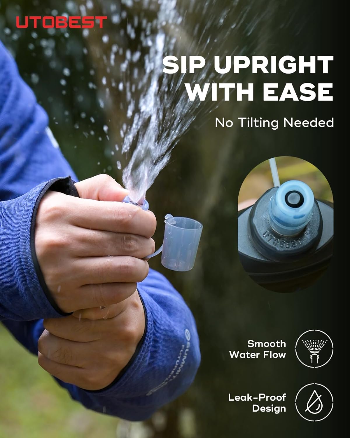 UTOBEST 200ml Soft Flask, 2 Pack Flexible TPU Hydration Water Bottle, Collapsible with 28mm Caliber for Running, Hiking, Cycling, Climbing, and Marathon Purple