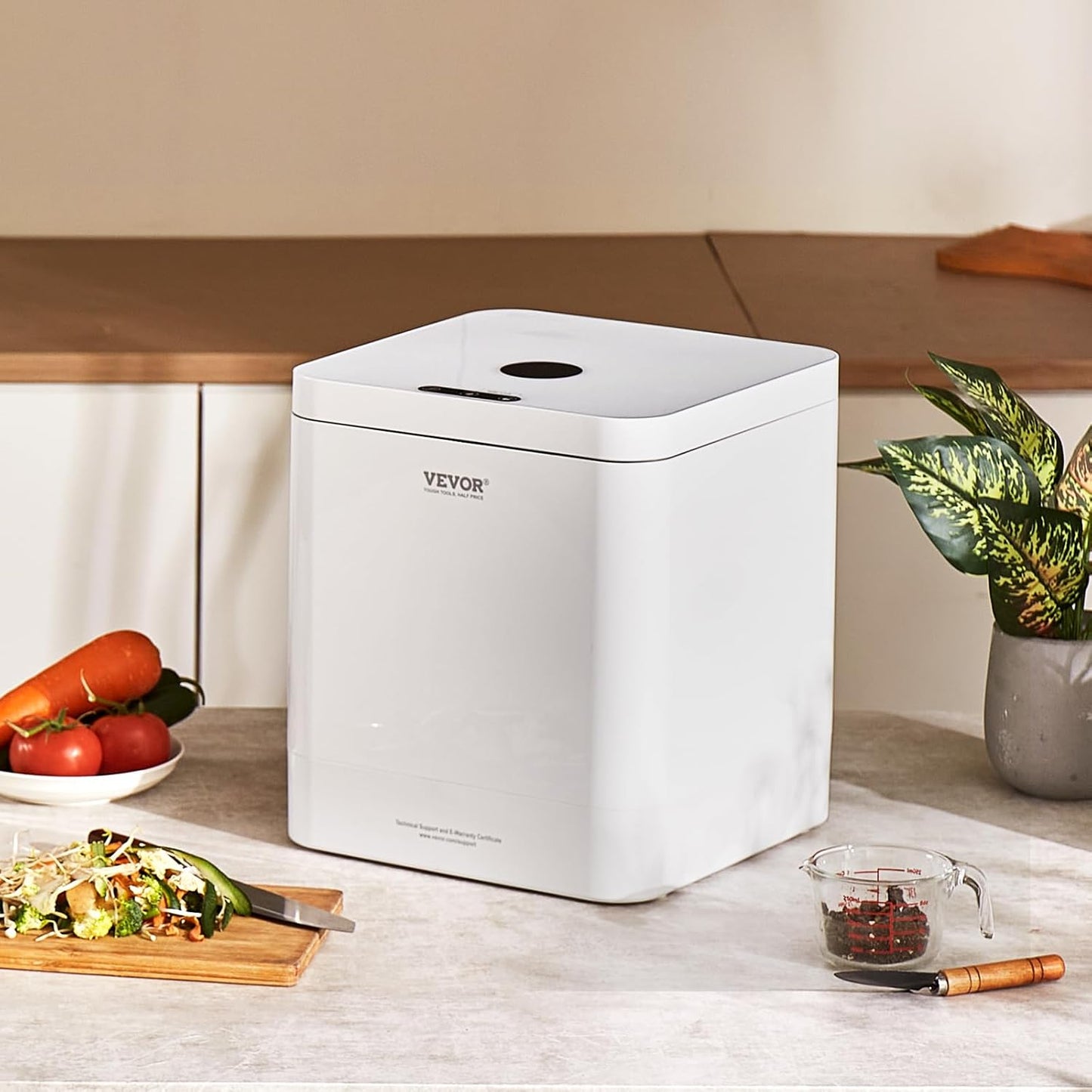 VEVOR Electric Composter for Kitchen, 5L Large Smart Countertop Compost Bin Indoor, Odorless Quiet Electric Kitchen Food Recycler with Upgraded Motor/Auto-Cleaning/2 Composting Modes/Safe Child Lock