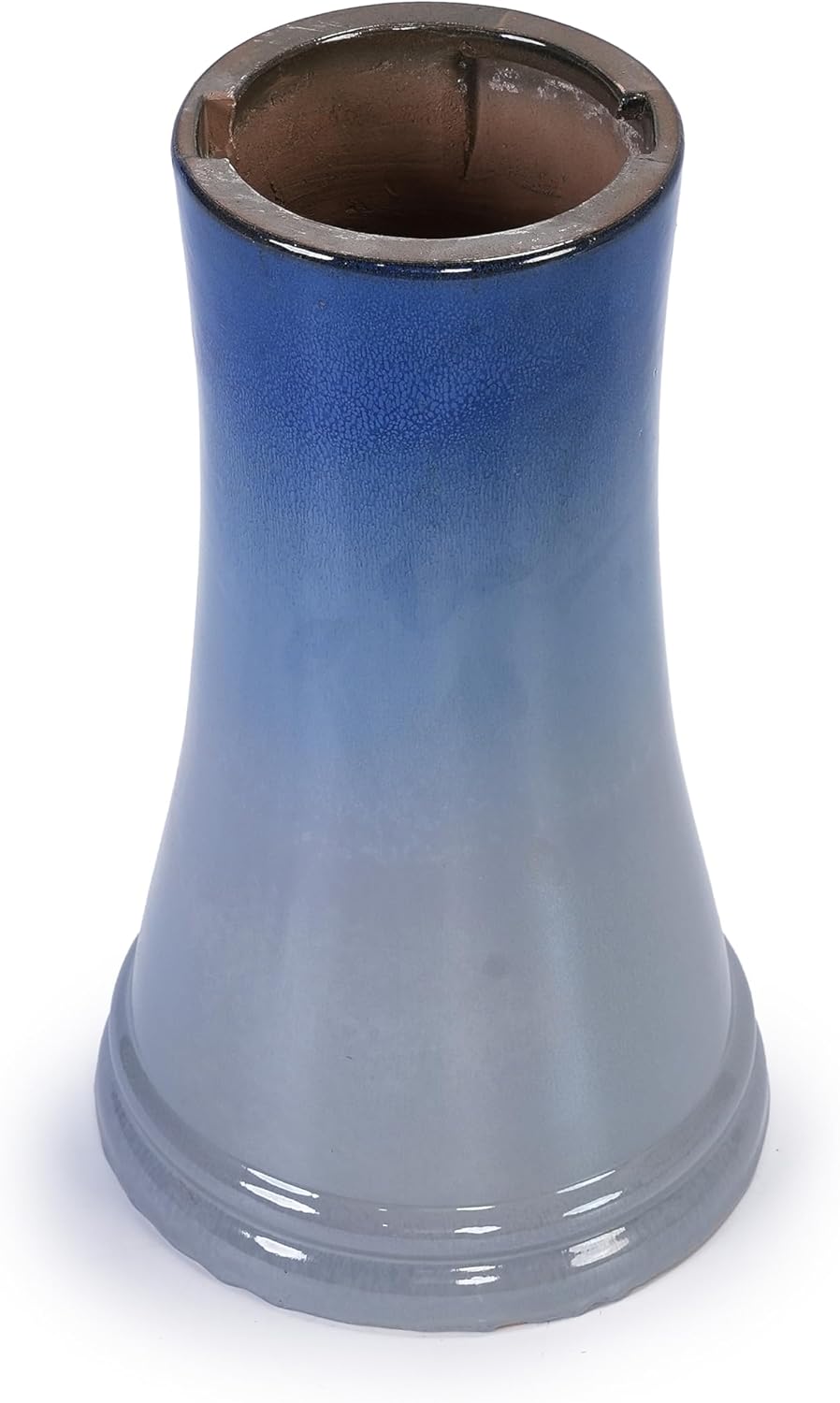 Ceramic Bird Bath for Outside, 16.93 Inch Pedestal Bird Bath Bowls, Blue + Grey Glazed Birdbaths with Floral Embossed Design, Perfect for Outdoors, Garden, Patio, Yard, 18.11 Inch Tall
