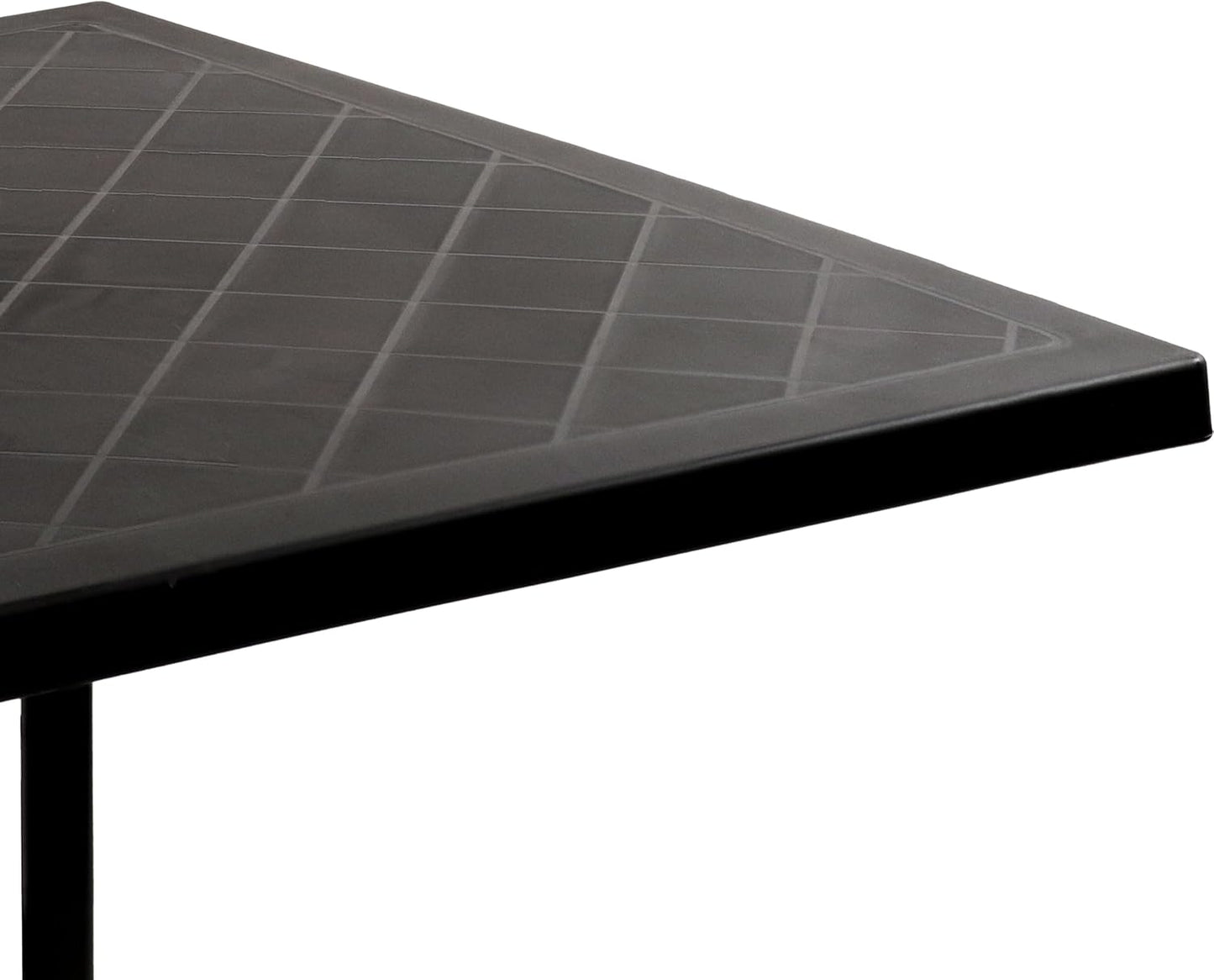 Sunnydaze Plastic Top Outdoor Dining Table - Square Folding Patio Table with Curved Iron Legs - Black - 28.75" H